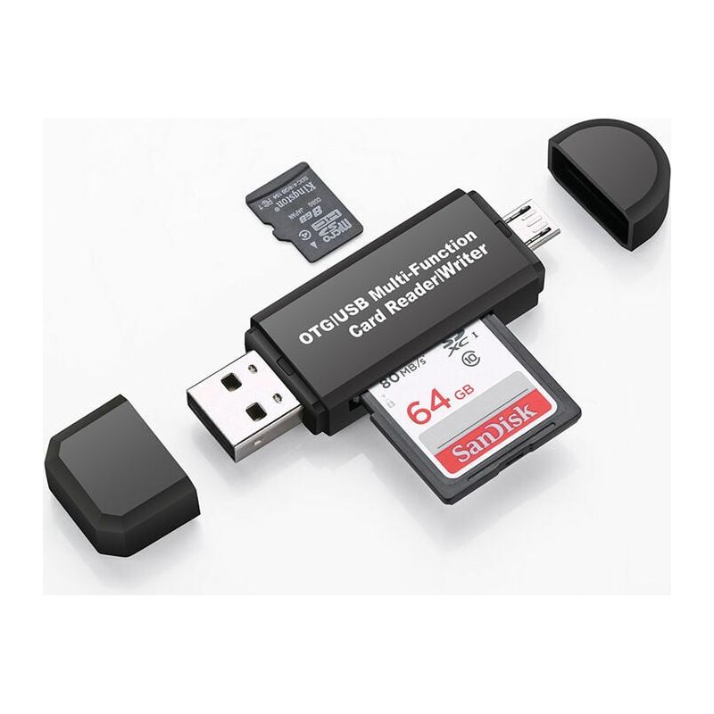 Speicherkartenleser – Sd Und Micro-sd – Usb 2.0 Und Micro-usb Otg – Kompatibel Mit Windows, Mac, Chromeos Und Android – 1 Stück