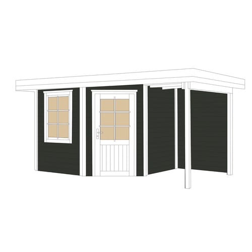 Weka Holz-Gartenhaus Flachdach Lasiert 455 cm x 339 cm