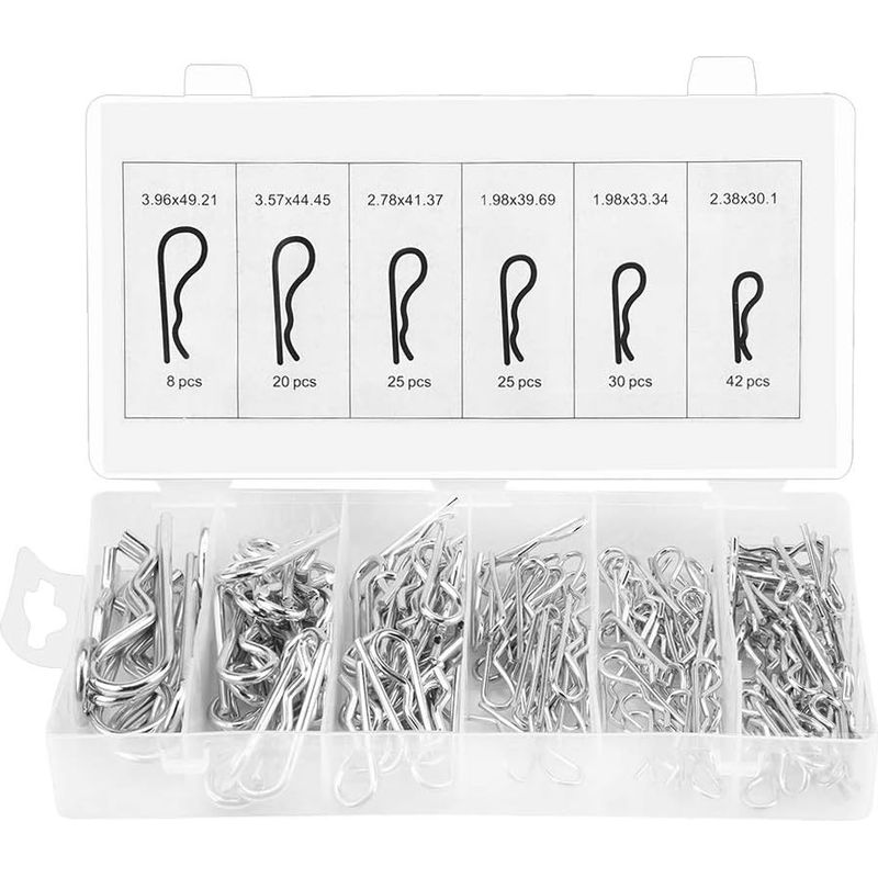 R-clips – 150-teiliges Set Aus Verzinkten Stahlfederbolzen – Zur Befestigung An Anhängerkupplungen, Anhängern, Lkws Und Verriegelungssystemen – 6 Größen