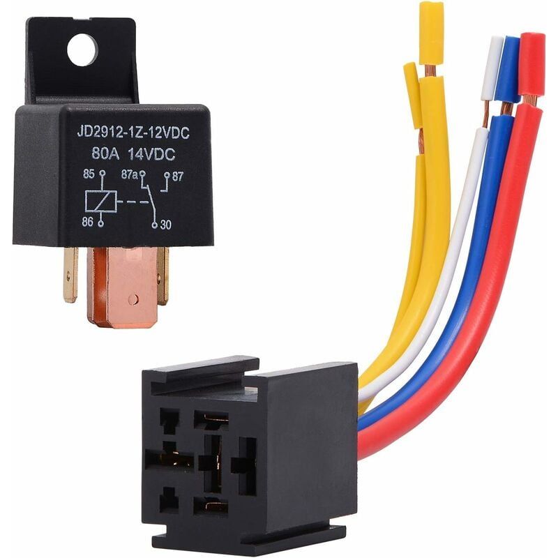 Relais – 80 A – 12 V Dc – 5-poliger Spdt-stecker Mit Integriertem Anschluss Und Verkabelung – Für Schiffs- Und Automobilanwendungen – 2er-pack