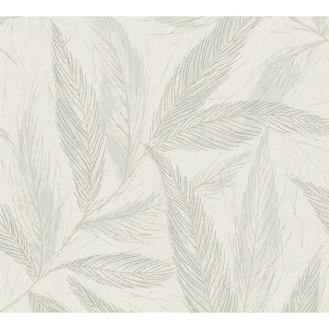 AS Creation Vliestapete Natur Blätter 10,05 m x 0,53 m Weiß-Blau FSC®