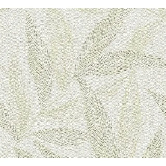 AS Creation Vliestapete Natur Blätter 10,05 m x 0,53 m Hellgrün-Weiß FSC®
