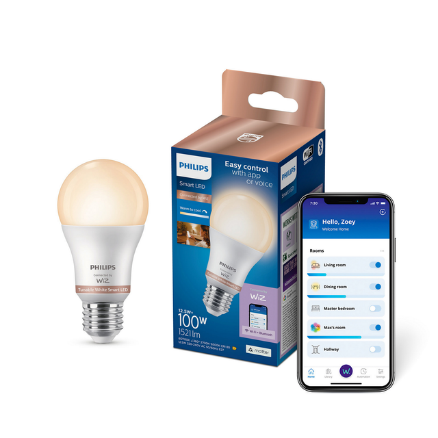 Philips WIZ Leuchtmittel E27 Glühlampenform 2.700 K 1521,m 12,5 W