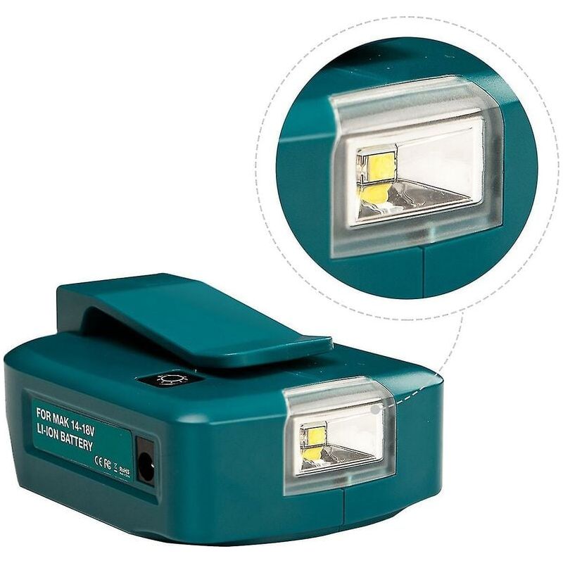 Makita Usb-akku-netzteil – 5 V – 2 Usb-anschlüsse – 2,1 A Pro Anschluss – 200 Lumen Led – Kompatibel Mit 14,4 V Bis 18 V Li-ionen-akkus