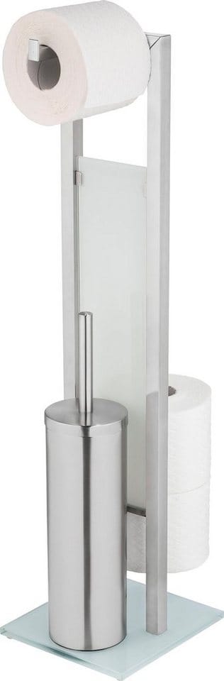 Wenko Stand mit WC-Garnitur Rivalta Silber Matt