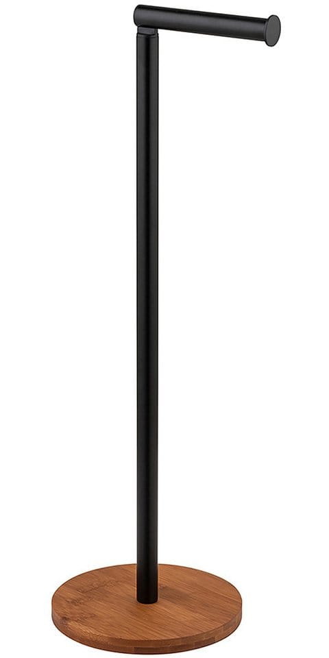 Wenko Stand mit Toilettenpapierhalter 2 in 1 Serro Schwarz-Bambus