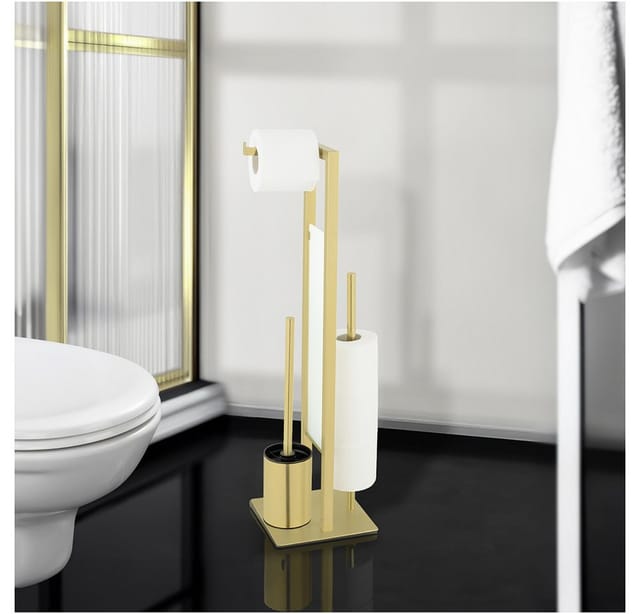 Wenko Stand mit WC-Garnitur Rivalta Edelstahl Gold