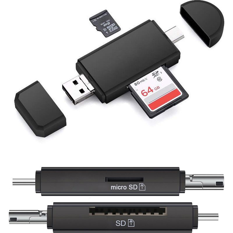 Sd-kartenleser – Usb 2.0 Und Typ-c – Kompatibel Mit Sd- Und Micro-sd-karten – Für Datenübertragung – 1 Stück