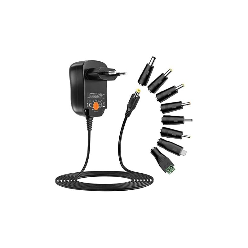 Gleichstrom-netzteil – 12 W – 3 V Bis 12 V Einstellbar – 1 A – 8 Gleichstromanschlüsse – Für Heimelektronik – 1 Stück
