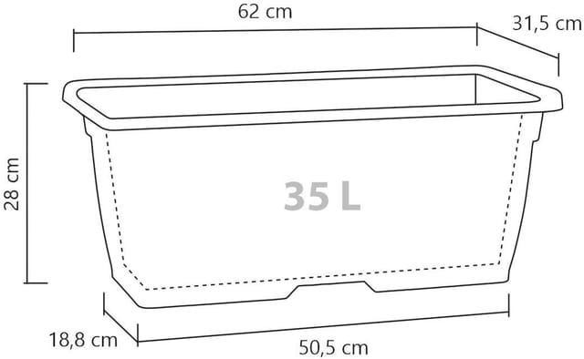 Scheurich Pflanzkasten Nora Long 28 cm x 31,5 cm x 62 cm Terra