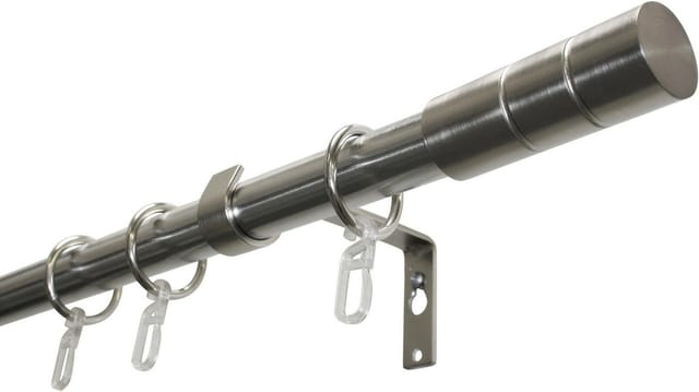Gardinia Gardinenstangen-Set Zylinder Ø 19 mm Länge 120 cm Edelstahl-Optik