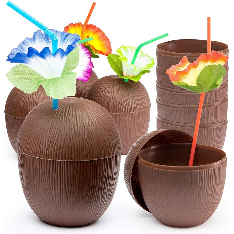 Kokosnussförmiger Becher – 500 Ml – Für Hawaii-partys Und Tiki-mottopartys – 6er-pack