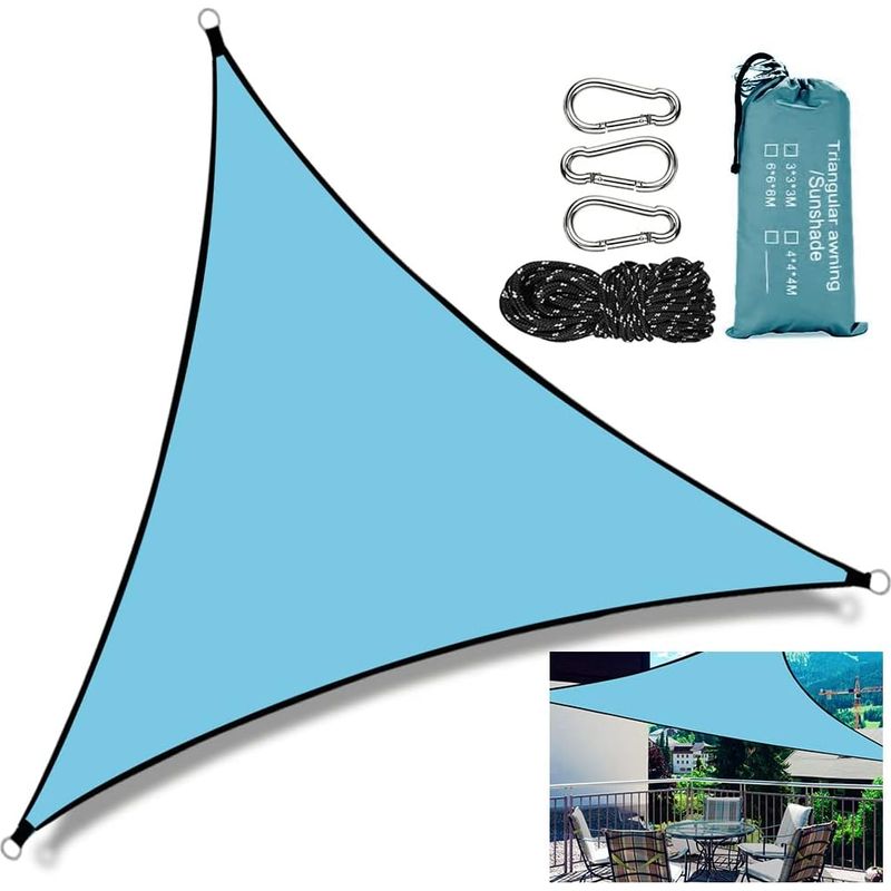 Dreieckiges Sonnensegel – 3 X 3 X 3 M – Wasserdichtes Und Uv-beständiges Polyestergewebe – Für Garten, Terrasse, Balkon, Pool, Camping – 1 Stück