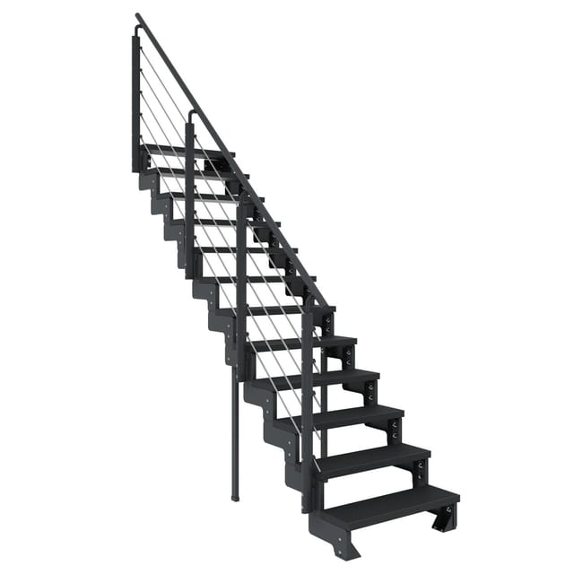Dolle Außentreppe Gardentop Anthrazit 13 Stufen 80 cm Anthrazit inkl. Geländer