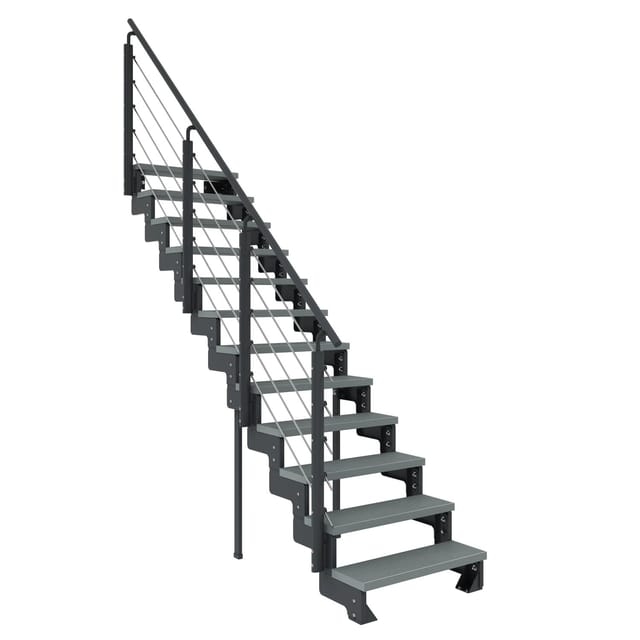 Dolle Außentreppe Gardentop Anthrazit 13 Stufen 80 cm Grau inkl. Geländer