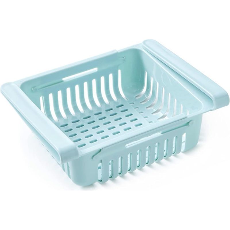 Ausziehbare Aufbewahrungsbox Für Den Kühlschrank – Pp-organizer-schublade – Für Obst Und Gemüse – Ausziehbare Maße: 20–28 X 16 X 8 Cm – Blau