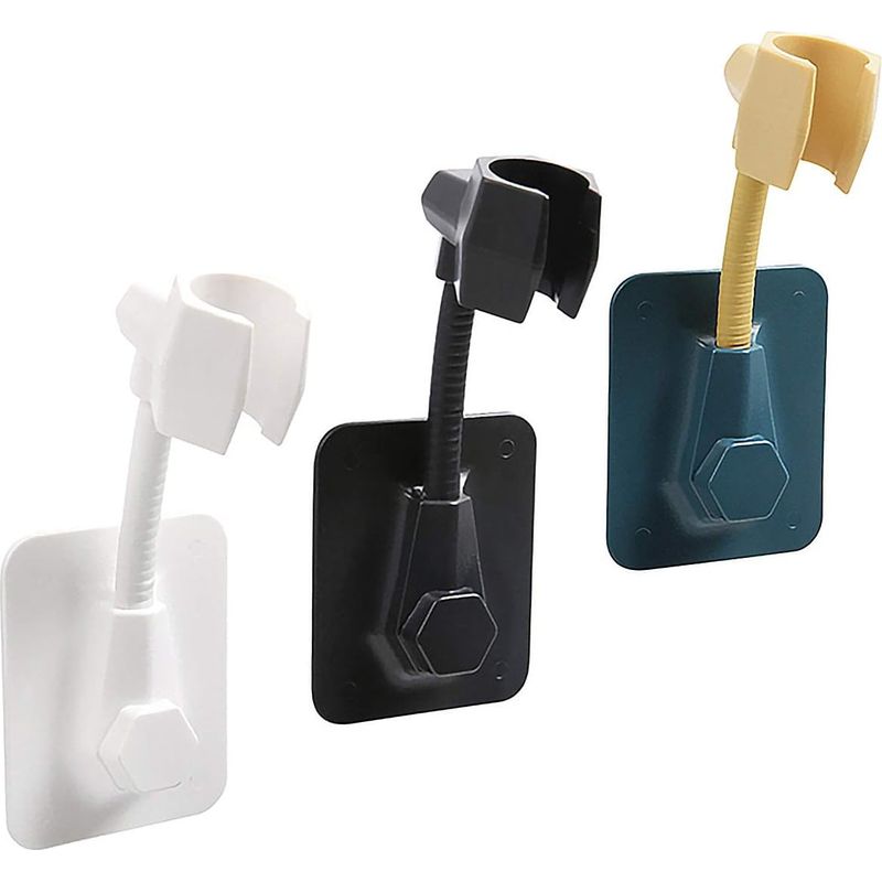 Wandmontierter Duschhalter – 360° Drehbar – Kein Bohren Erforderlich – Für Handbrausen – Abs – Weiß, Schwarz, Blau – 3er-set