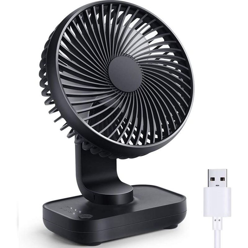 Tischventilator – 4 Geschwindigkeitsstufen – 4000 Mah Akku – Für Büro, Schlafzimmer, Zuhause – Weiß, Blau, Rosa