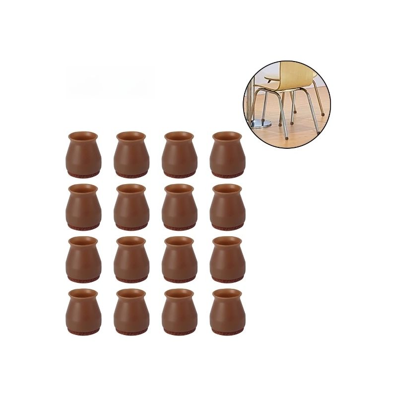 Stuhlbeinschoner – Elastisches Silikon Mit Integriertem Filzpolster – Für Runde, Quadratische Oder Unregelmäßige Beine – Durchmesser 3 Bis 4,5 Cm – 16 Stück