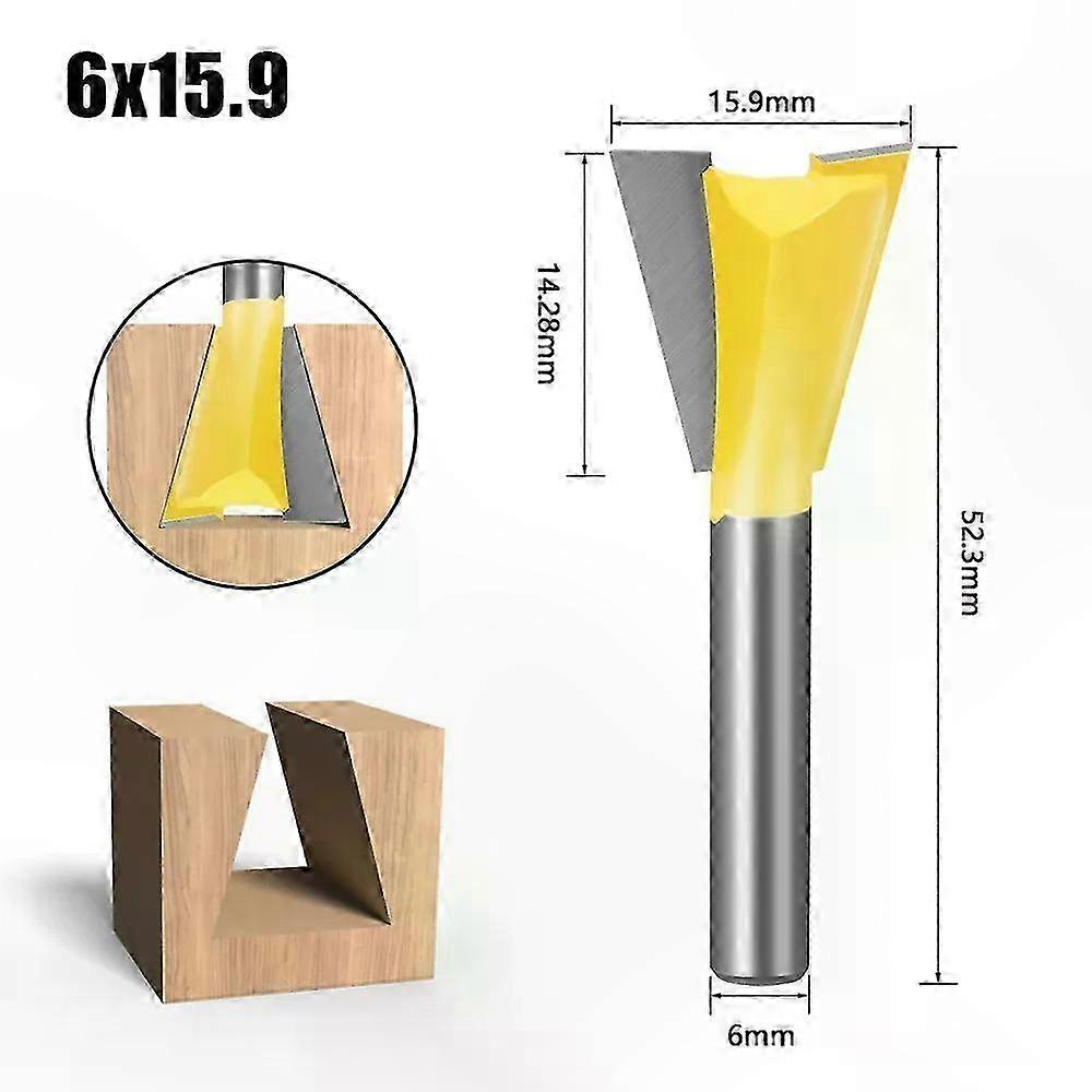 1/4"-schwalbenschwanzfräser-set, 6 Mm Schaft, 14° Winkel, Holzbearbeitungs-fräswerkzeug Für Gravuren Und Holzverbindungen, 3-teiliges Set