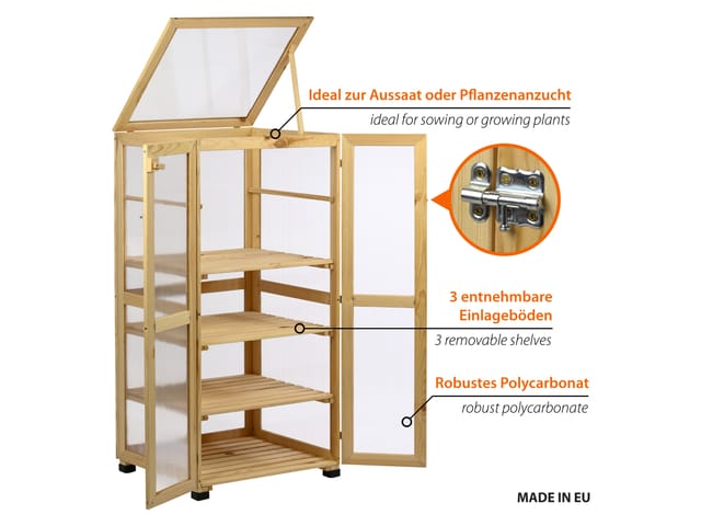 Dobar Großer Anzuchtschrank Dome Indoor Gewächshaus Natur FSC®