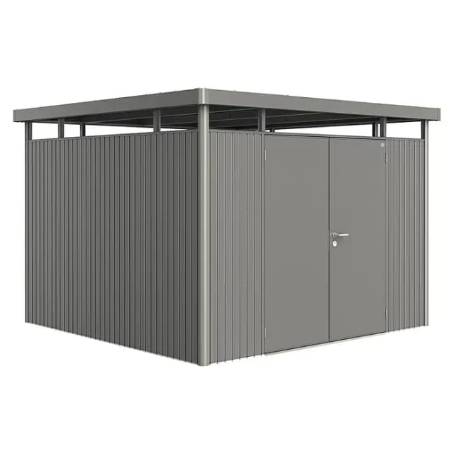 Biohort Metall-Gerätehaus HighLine Gr. H6 Quarzgrau-Metallic 8,5 m² Doppeltür