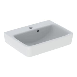 Geberit Handwaschbecken Renova Plan 50 cm Hahnloch mittig und Überlauf asymmetr.