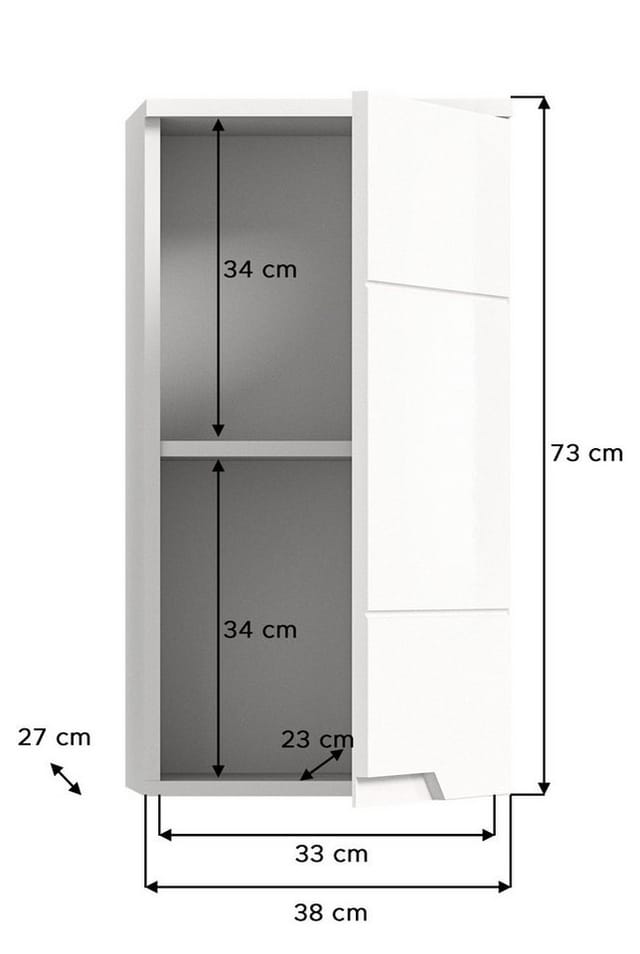 Hängeschrank Solero Weiß Hochglanz 73 cm x 38 cm x 27 cm