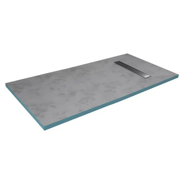 Aurlane befliesbares Showerboard 90 x 160 Ablaufkanal Silber