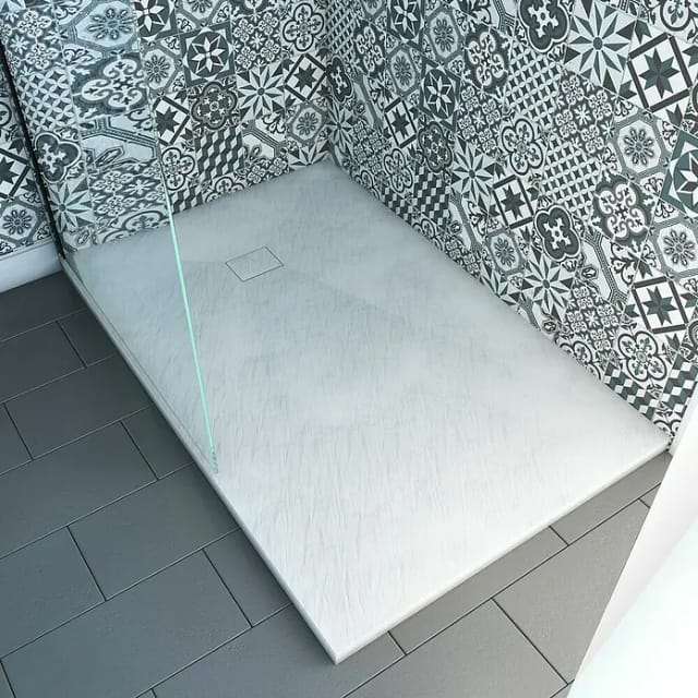Aurlane Duschwanne Extraflach Stone Rechteck 140 cm x 90 cm Weiß