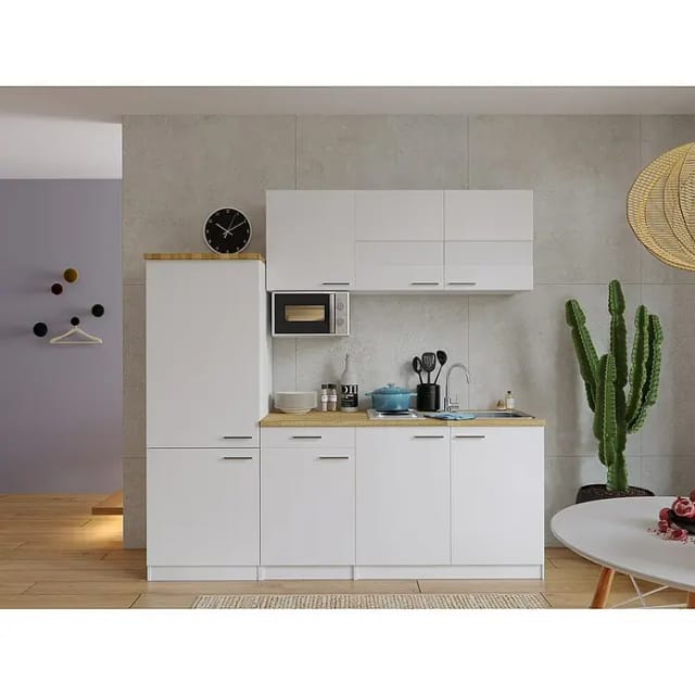 Respekta Küchenblock KB210WWMIBO 210 cm Weiß