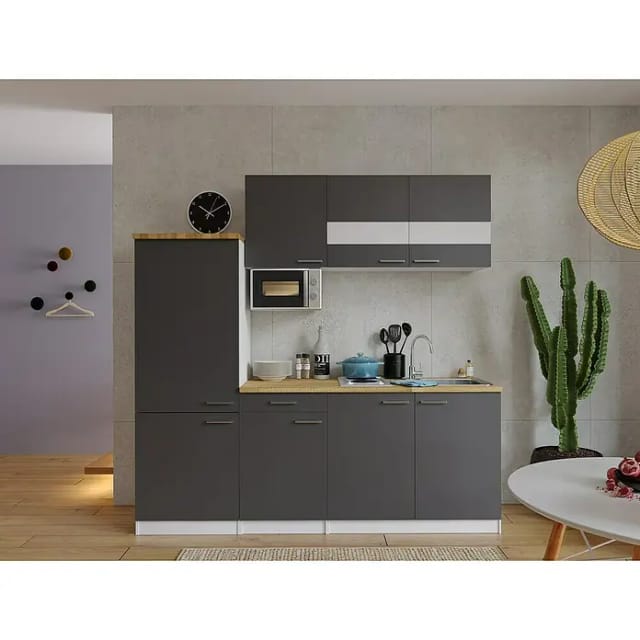 Respekta Küchenblock KB210WGMIBO 210 cm Grau