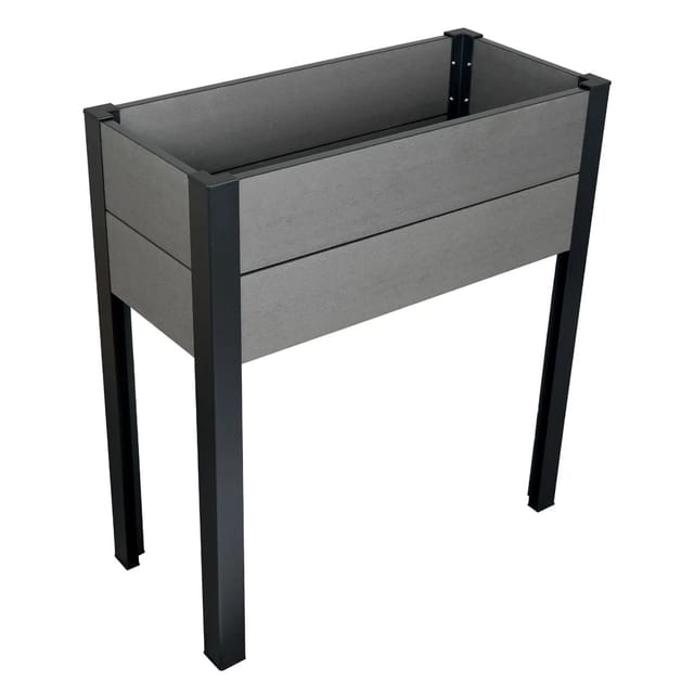 WPC Balkonhochbeet mit Alu-Pfosten Grau-Schwarz 88 cm x 80 cm x 35 cm