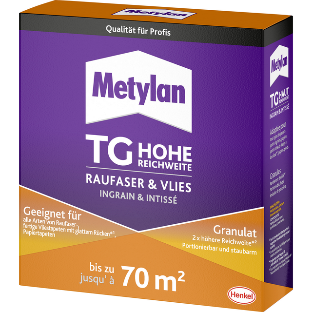 Metylan Raufaser & Vlies Granulat TG Hohe Reichweite 500 g Paket Transparent