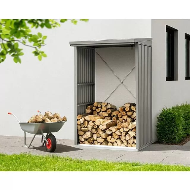 Hörmann Kaminholzregal Trend-V Typ 1 aus Metall RAL9007 Graualuminium