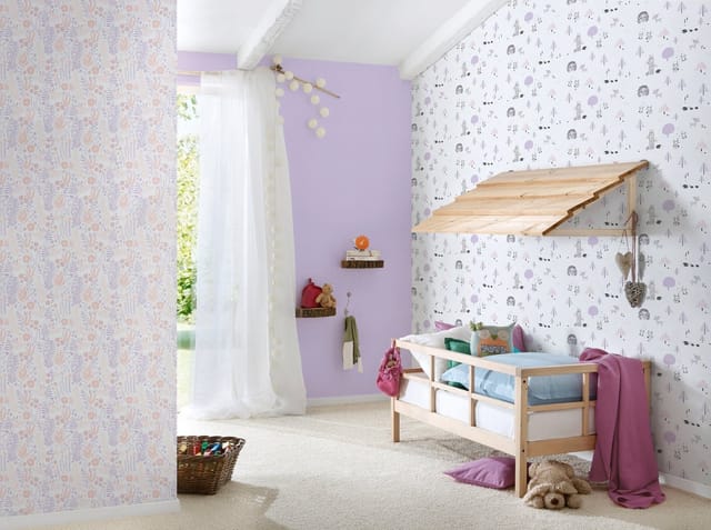 Vliestapete Blumen Kinderzimmertapete Lila Rosa FSC®