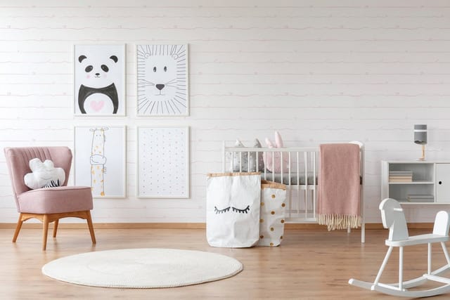Vliestapete mit Herzen Kinderzimmertapete Rosa Weiß FSC®