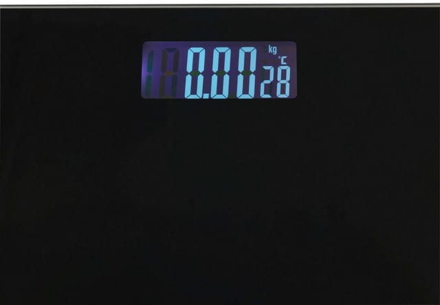 Wenko Personenwaage LCD Schwarz Glas 28 x 2.2 x 28 cm Schwarz