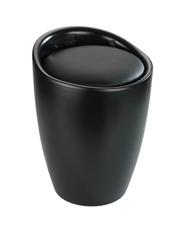 Wenko Hocker Candy Black Matt mit Wäschesack Kunststoff (ABS) 36 x 50.5 x 36 cm