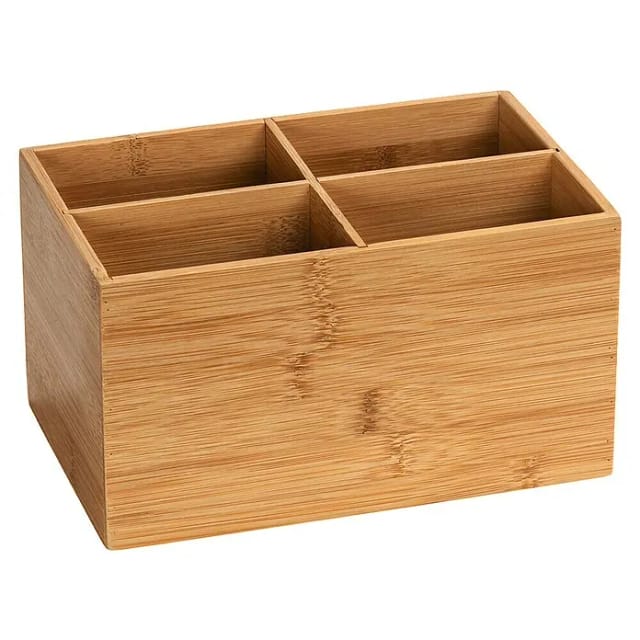 Wenko Bambus Box Terra 4 Fächer 2.95, Bambus 22 x 12 x 14 cm Braun