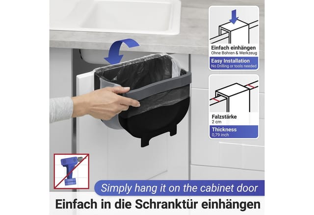 Wenko Tür-Abfalleimer Fago 5, Black Outdoor Kitchen Schwarz