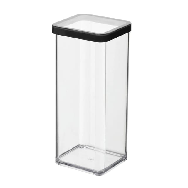 Rotho Dose Loft Premium Quadratisch 1,5, Transparent-Schwarz