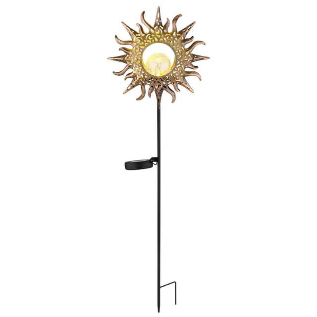 Globo LED Solarleuchte Metall Schwarz Matt Rostfarben Antik 81,5 cm x 24,2 cm