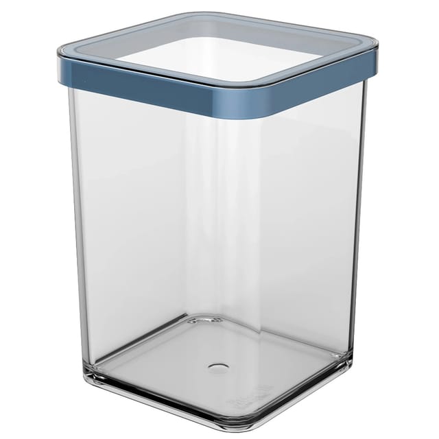 Rotho Dose Loft Premium Quadratisch 1, Transparent Horizontblau