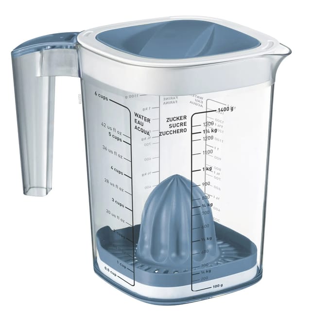 Rotho Back-Messbecher Loft 1,5, Transparent Horizontblau