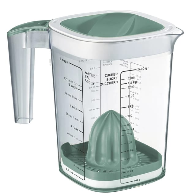 Rotho Back-Messbecher Loft 1,5, Transparent Mistletoe Green