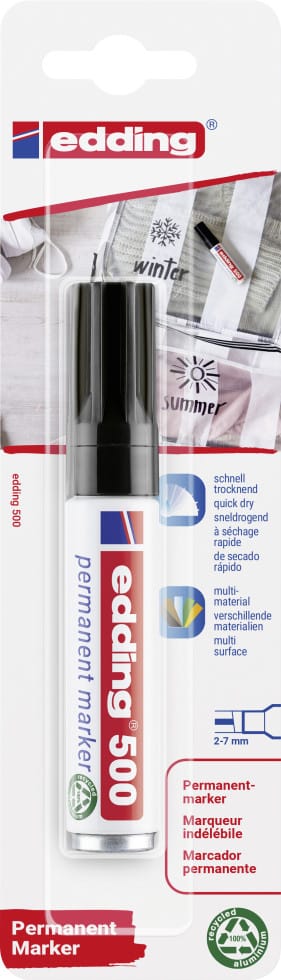 Edding 500 Permanent Marker Schwarz 2 mm - 7 mm