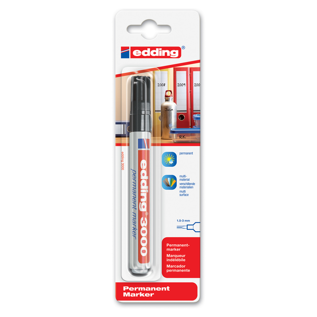 Edding 3000 Permanent Marker Schwarz 1,5 mm - 3 mm