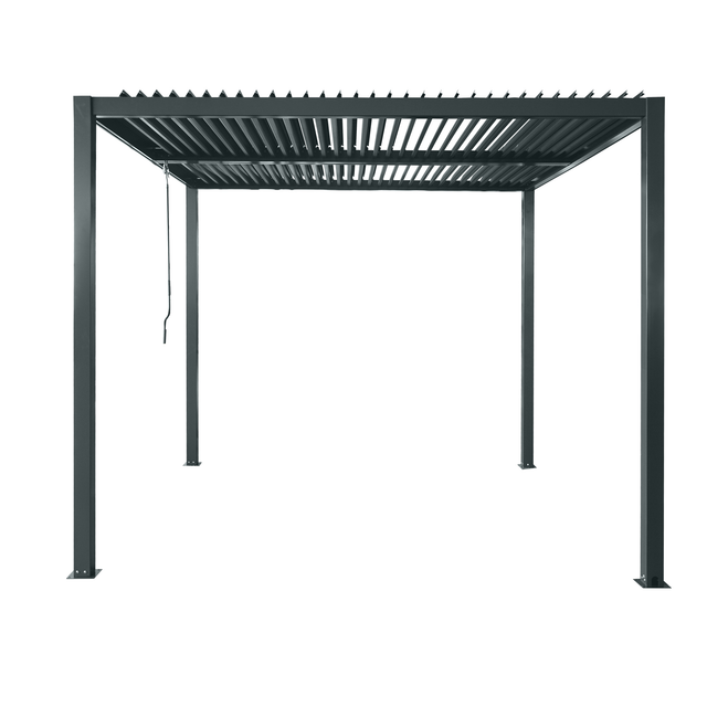 Floraworld Pergola mit Lamellen-Flach-Dach 3 m x 3 m Anthrazit