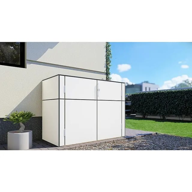 Bertilo Gartenschrank HPL Sideboard 155 cm x 75 cm x 116 cm Weiß FSC®